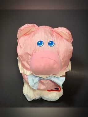Vintage Little Tikes Pig Nylon Stuffed Toy Farm Animal Crinkle Ears Rattle 1993